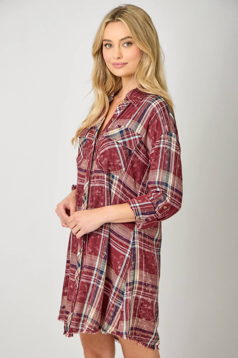 Mystree - Wholesale Dress - Women's - 61161 Washed Plaid Shirt Dress14
