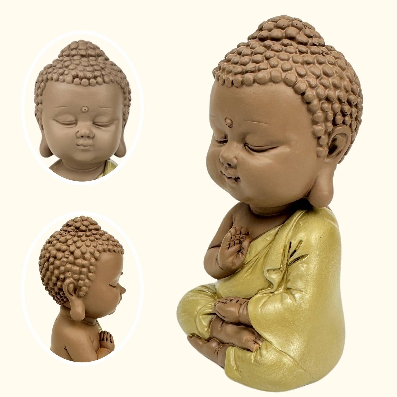 Zen'Arôme – Engroshandel Pyntefigur – Gul Buddha-statue - Zen Feng Shui dekoration3