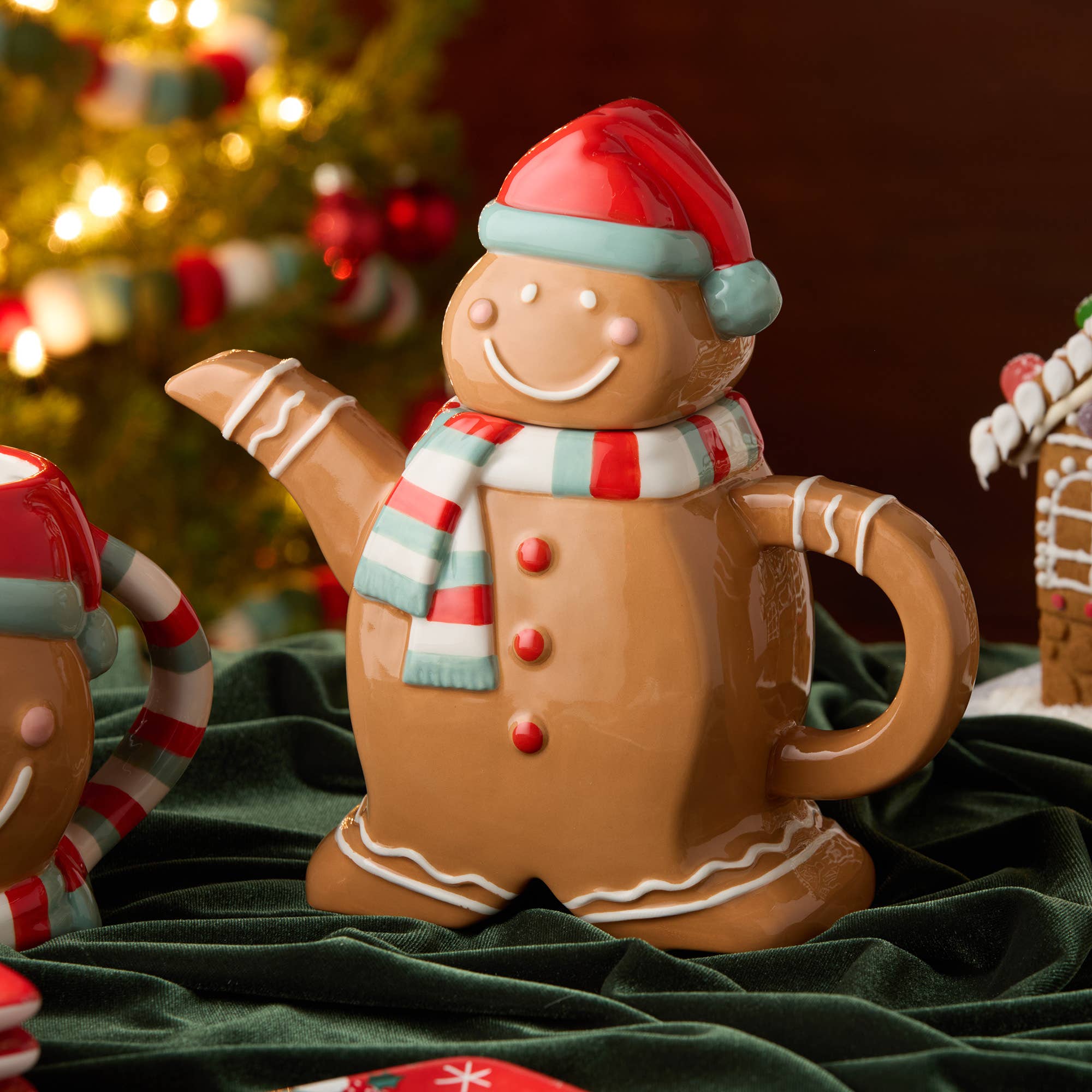 Certified International - Wholesale Tea Pot - Christmas Whimsy Gingerbread 3-D Teapot 36 oz.
