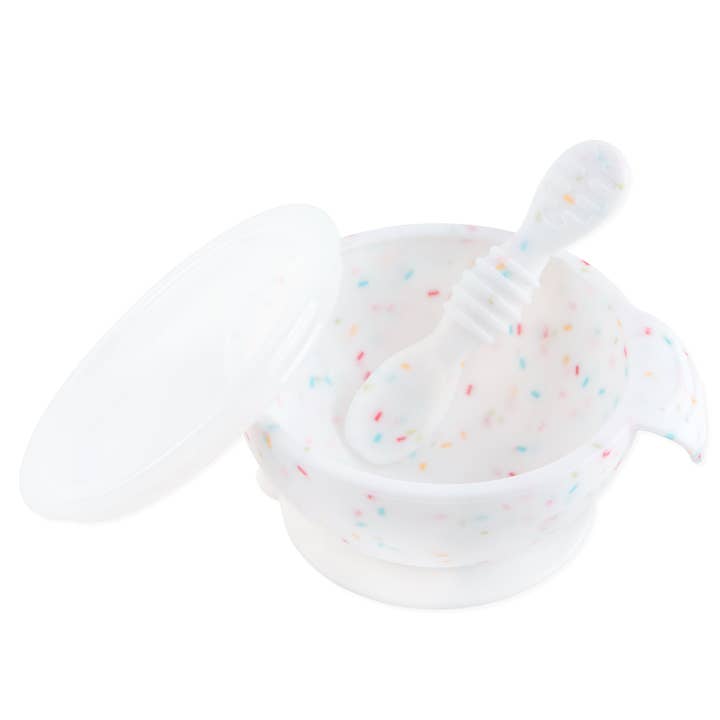 Silicone First Feeding Set: Vanilla Sprinkle for wholesale by Bumkins