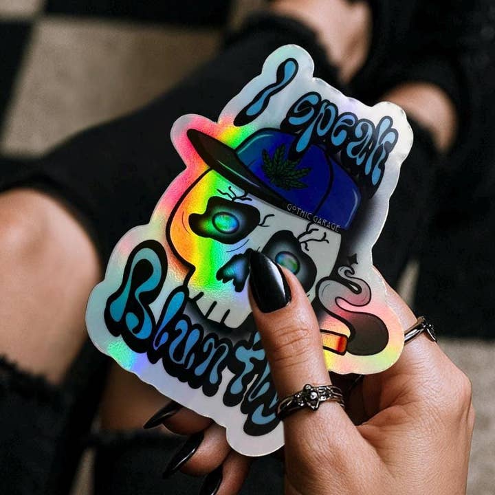 Blunt Marijuana Gothic Skull Waterproof Sticker – Where Fun Meets Plant-Powered Vibes! - Perfect for Scrapbooking and Collecting for wholesale by Gothic Garage