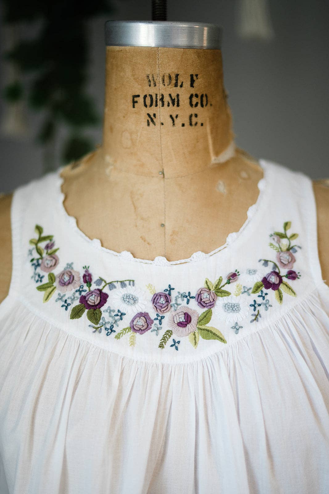 Maison d' Haiti - Wholesale Nightgown - Women's - Floral Embroidered Cotton Nightgown - Purple Rosebuds2