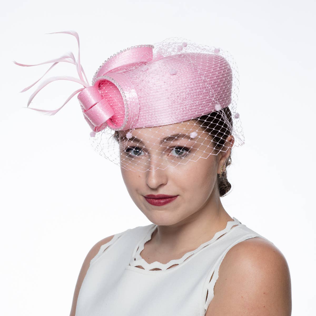 KaKyCo - Wholesale Fascinator Hat - Women's - Satin Ribbon Veil Pillbox | 32155912