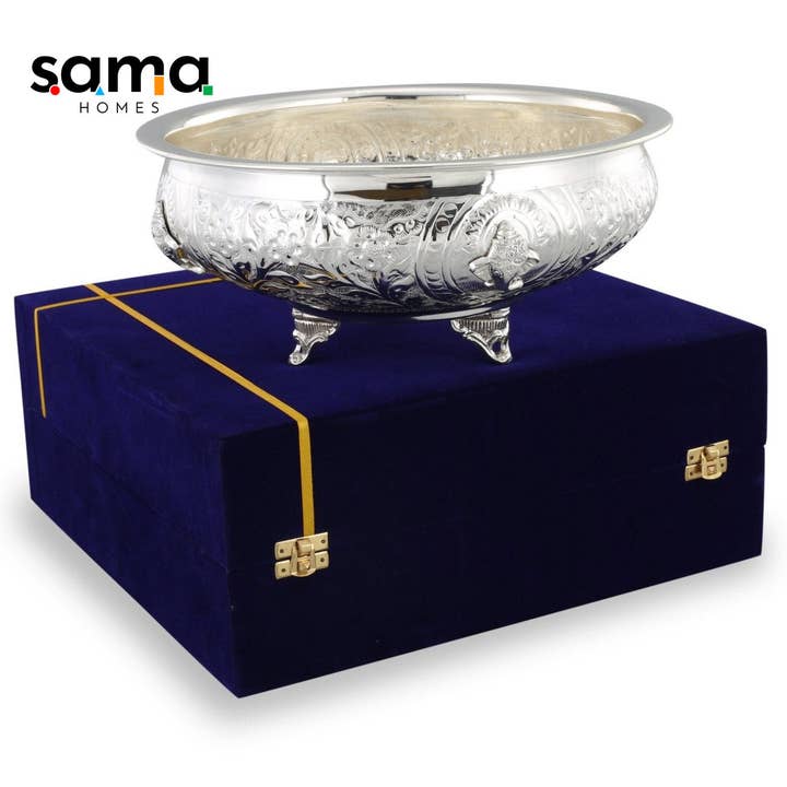SAMA Homes - Wholesale Decorative Plate/Dish/Bowl - Brass Ganesh Urli with Velvet Box3