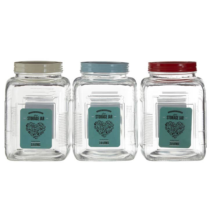 Interiors by Premier – wholesale Jar – Assorted Square Clear Glass Large Storage Jar