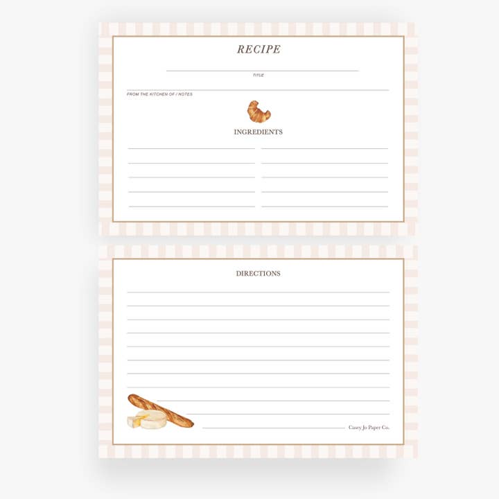 Bread & Cheese Recipe Cards for wholesale by Casey Jo Paper Co.