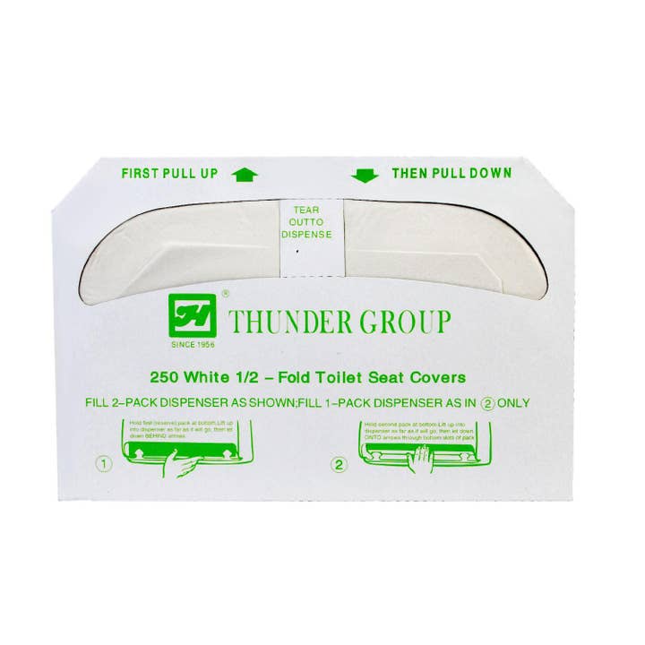 Couvre-sièges de toilette en papier pliés en deux, 250/paquet, 20 paquets/caisse pour la vente par KT Supply