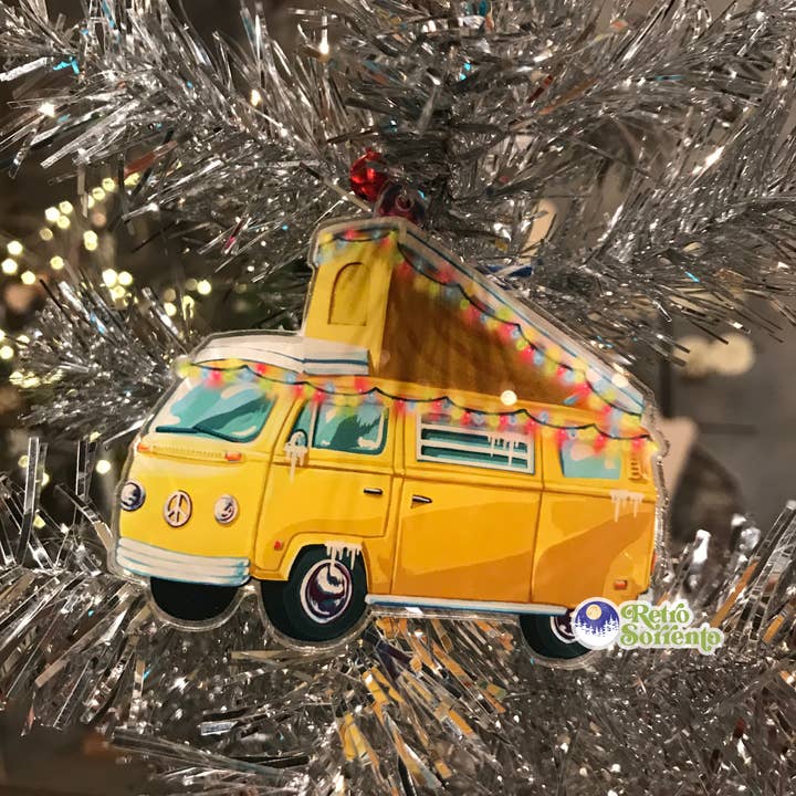 Retro Sorrento – Engroshandel Pynt – Hippie Camper Van Julepynt - Gul
