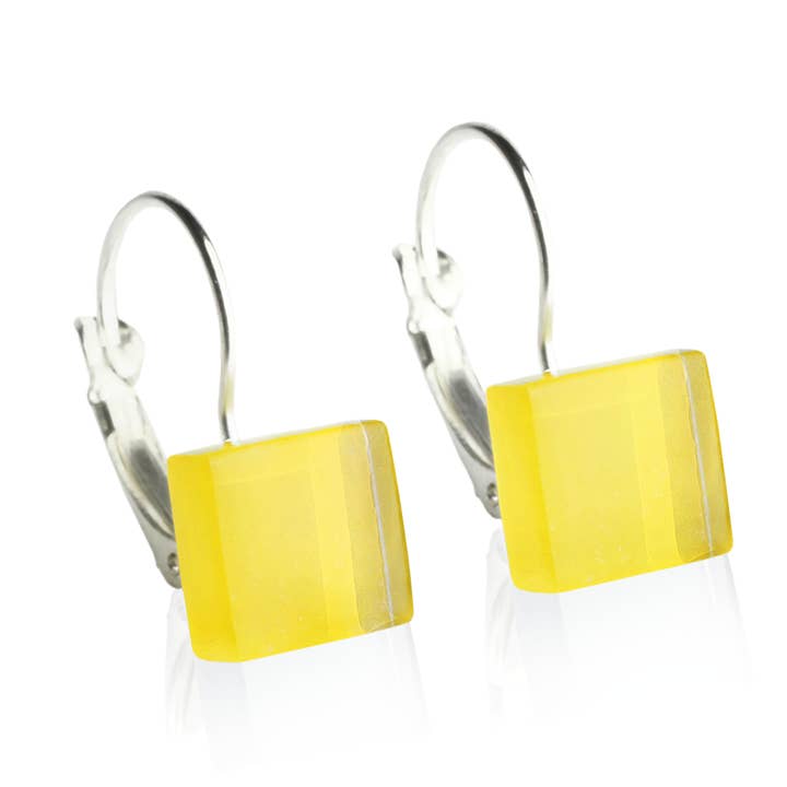 ALEXASCHA – wholesale Dangle earrings – Nickel-free earrings with stone/lemon yellow/ upcycling