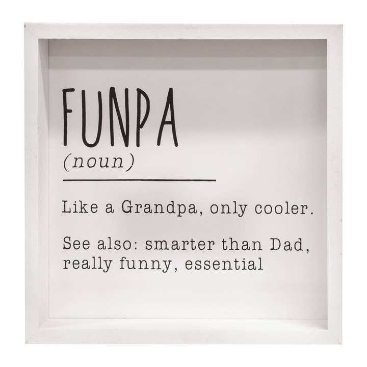 Funpa Definition Framed Box Sign for wholesale by The Hearthside Collection