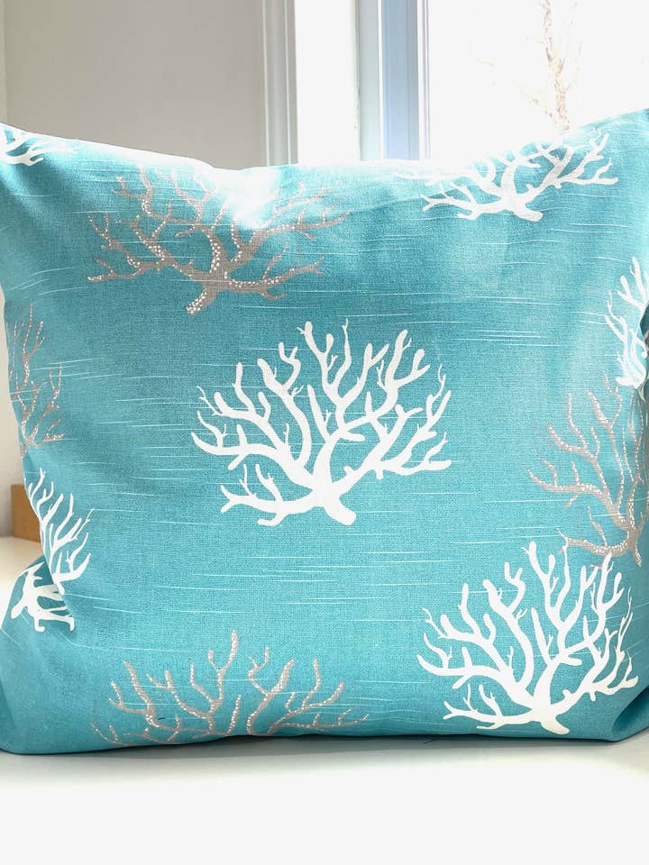 BLUE CORALS PILLOW for wholesale by Cape Crafter