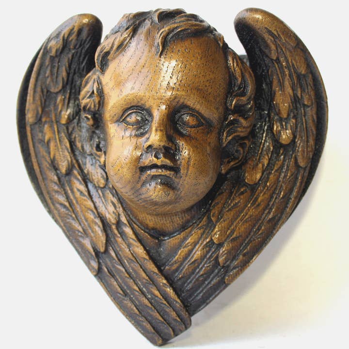 Oakapple Designs Ltd - Wholesale Decorative Figurine - Cherub's Head with Wings - Reproduction Victorian Carving1