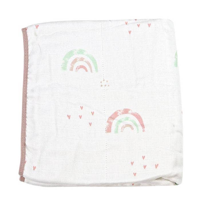 Bamboo Muslin Quilted Blanket (Lavender and Rainbows) for wholesale by GooseWaddle + Pello