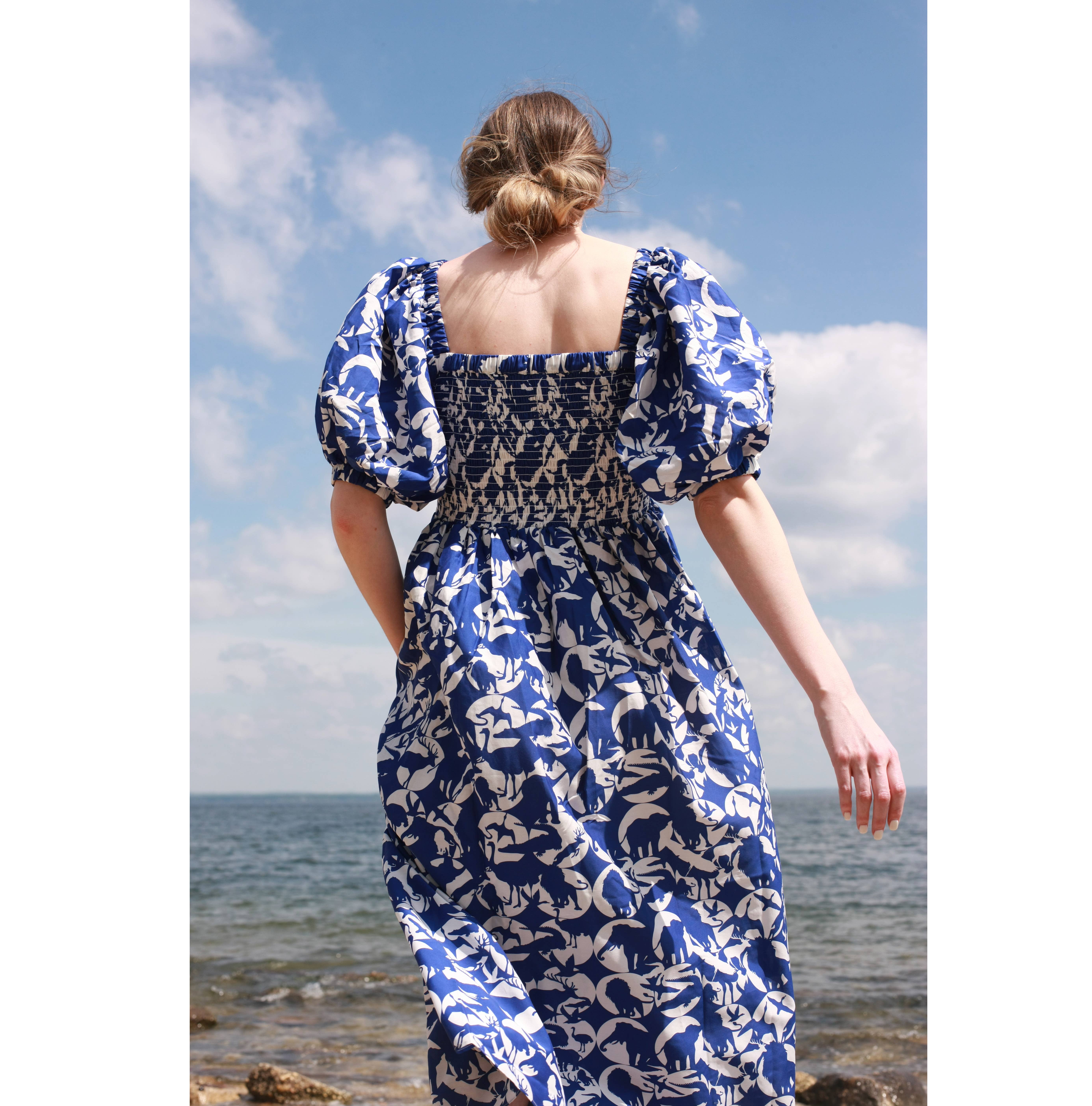 Jessie Zhao New York - Wholesale Dress - Women's - Animal World Smocked Cotton Silk Dress10