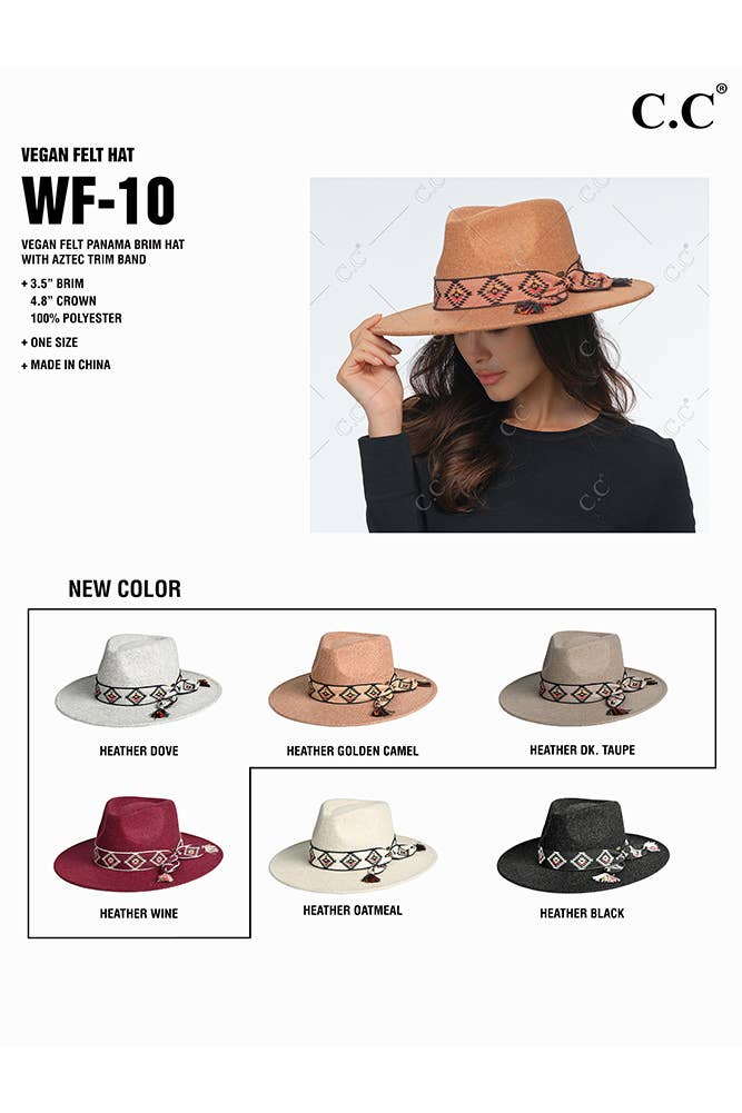 Hana – Fedora - Mulher por atacado – C.C Aztec Trim Band Vegan Felt Panamá9