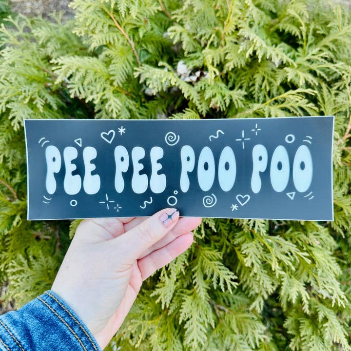 Aimant ou autocollant pare-chocs étanche Pee Pee Poo Poo pour la vente par Hawburns Studio