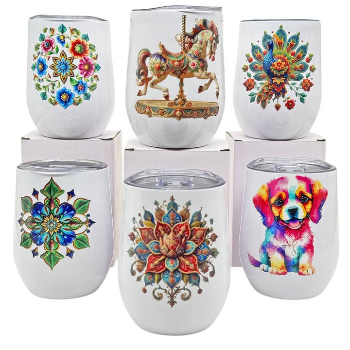 Wine Tumbler Assorted Designs 12 Oz. for wholesale by Natto USA