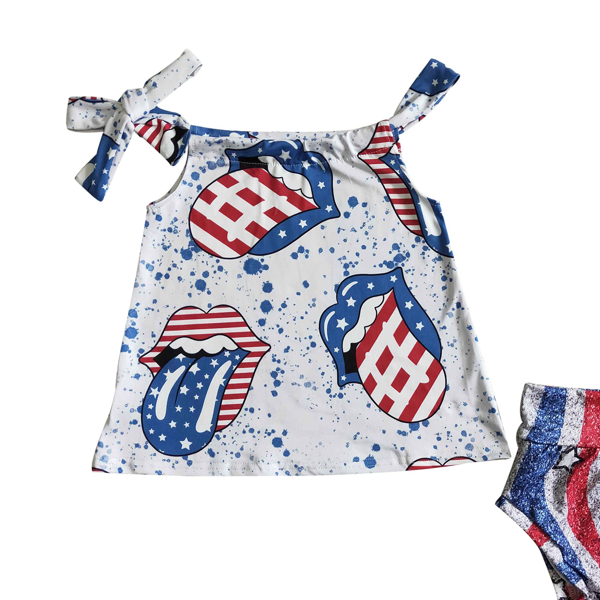 Aier Wholesale - Wholesale Clothing Set - Baby - Baby girls 4th of july bummie sets3