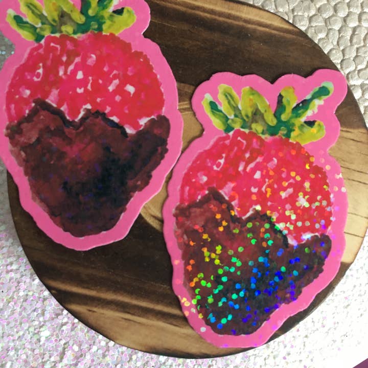 Autocollant imperméable aux fraises enrobé pour la vente par stickersbyjodi