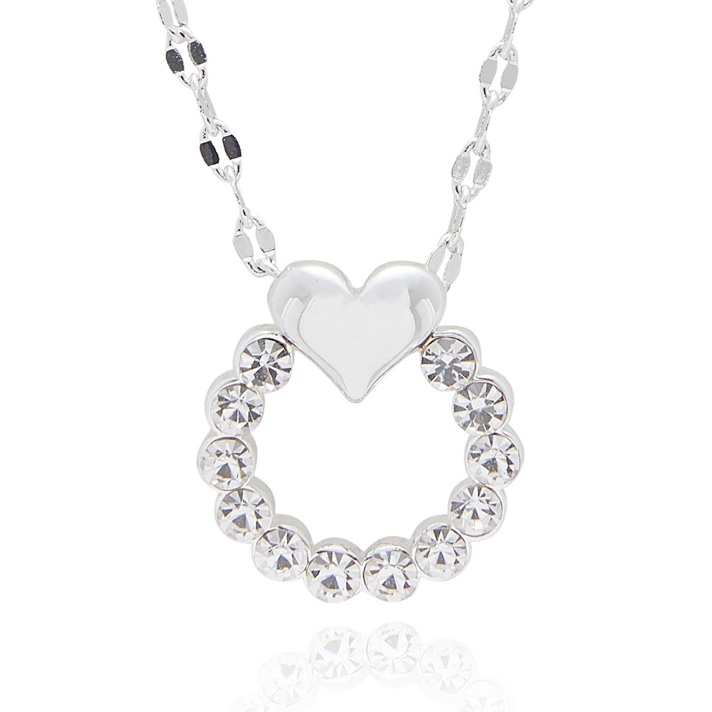 Joe Davies - Venta al por mayor Collares con colgantes/abalorios - Collar de Círculo y Corazón Chapado en Plata Te Amo0