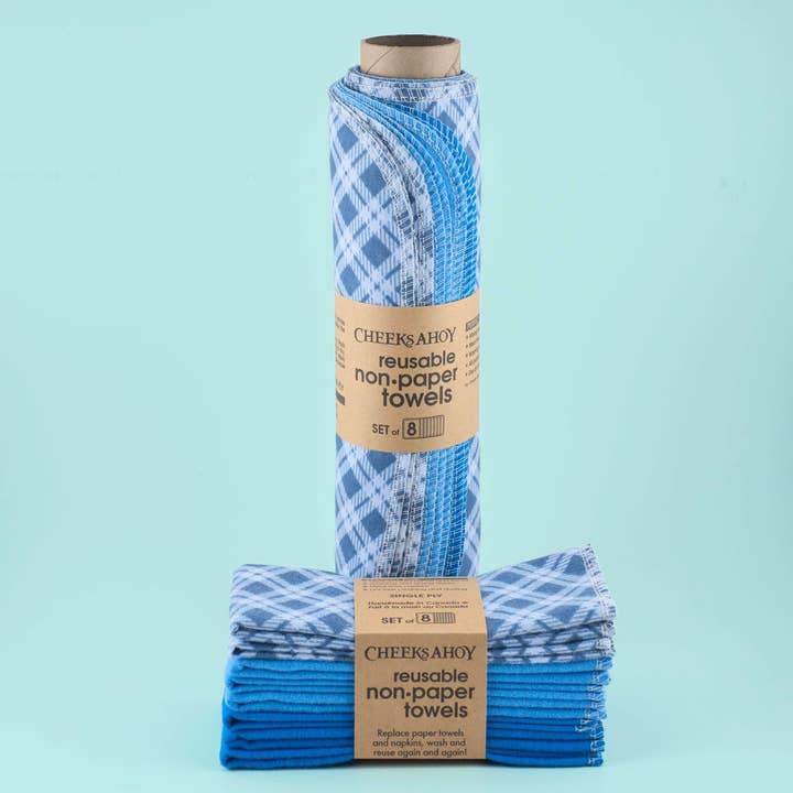 Reusable Non-Paper Towels - Blue Argyle - Limited Edition for wholesale by Cheeks Ahoy