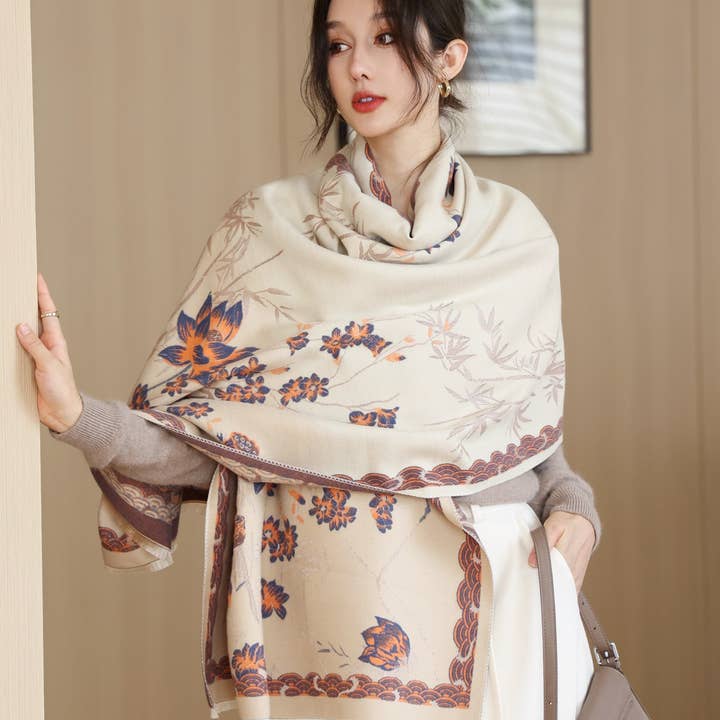 Pretty Persuasions - Wholesale Scarf - Women's - S25376 Polyester/Viscose Reversible Patterned Scarf1