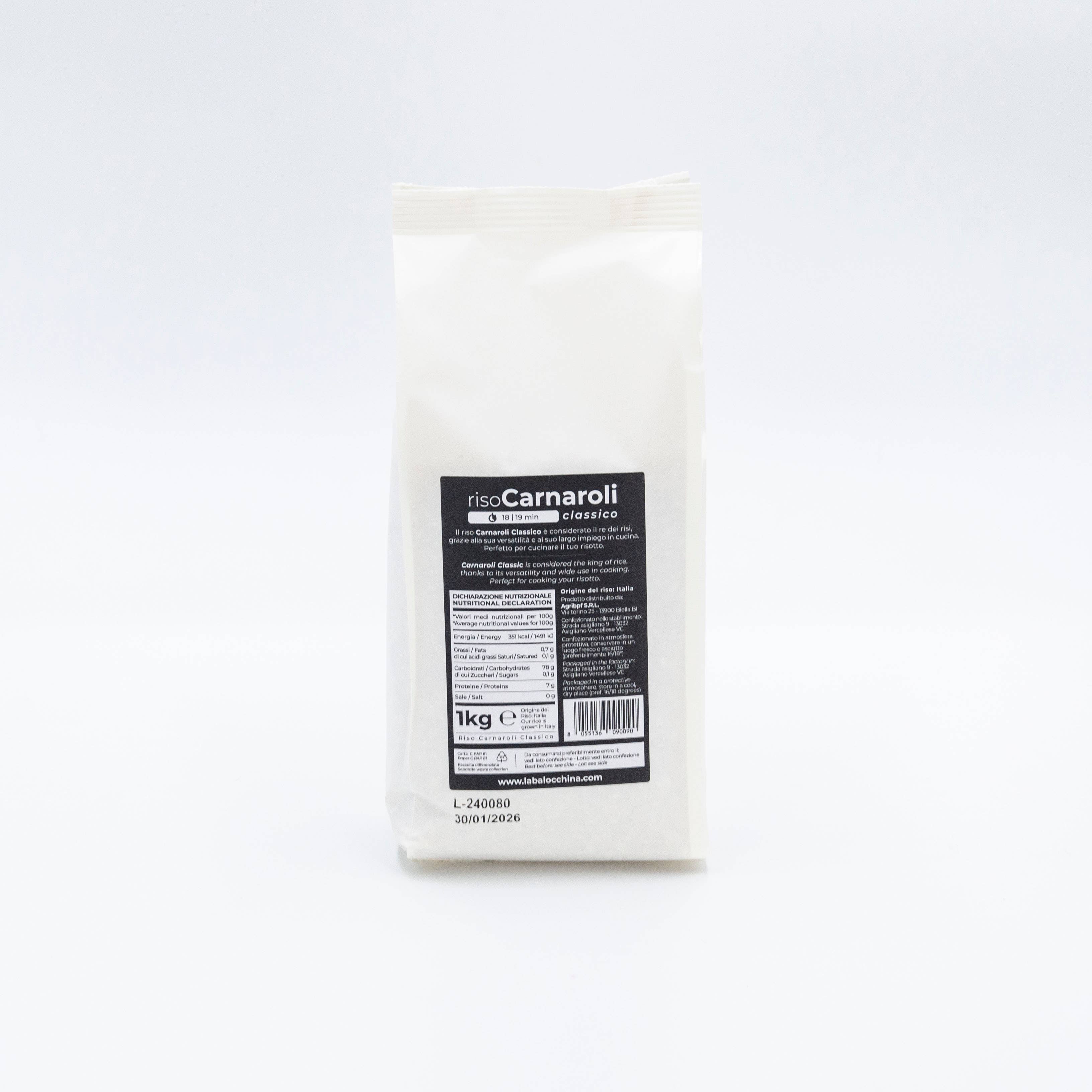 laBalocchina – Großhandel Reis – Klassischer Carnaroli-Reis — 1 kg in recycelbarem Papier2