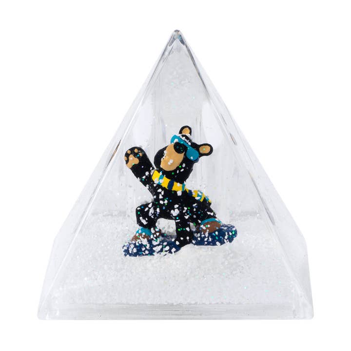 Shazam Snowboard Bear Pyramid Snow Globe for wholesale by Mother Moose Gifts