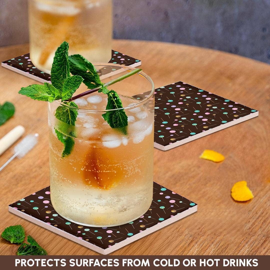 3dRose - Wholesale Coasters - 3dRose, Cute Pink and Mint Green Candy Sucker Pattern, Coaster2