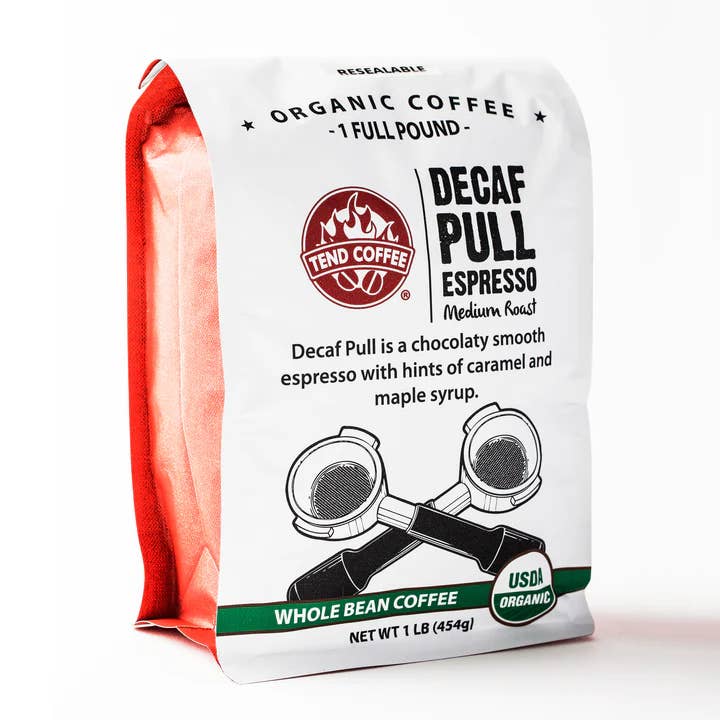 OG Decaf Pull Espresso Blend Coffee, 16 oz for wholesale by Tend Coffee
