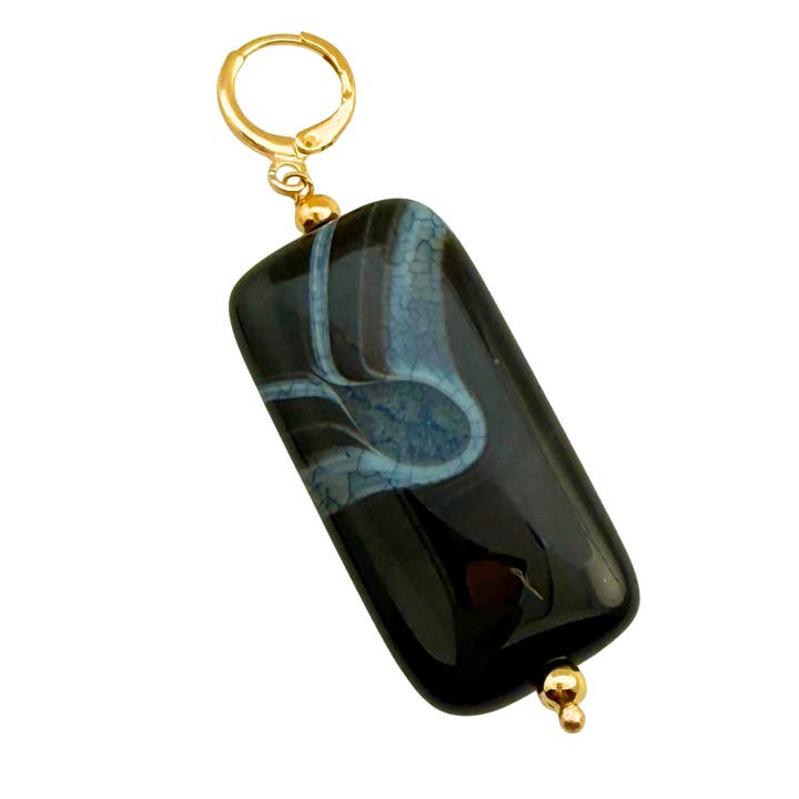 PD-AG Vedhæng med en skive af agat i en Huggie-charm for engroshandel hos Sai Brazil