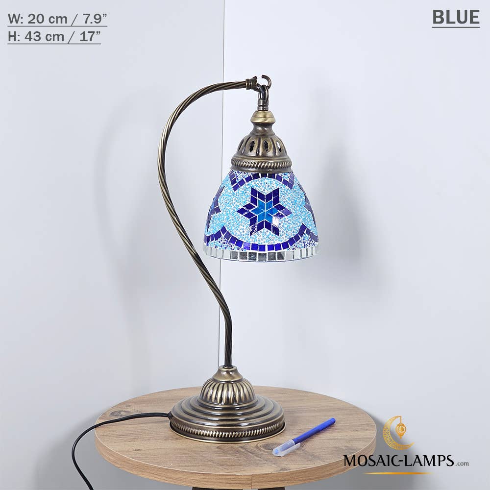 Mosaic Lamps - Wholesale Accent/Desk Lamp - 10+ Colors - Swan Neck Reading Table Lamp, Turkish Mosaic Re1
