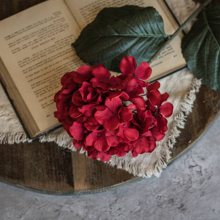 28" RED HYDRANGEA STEM for wholesale by Ragon House