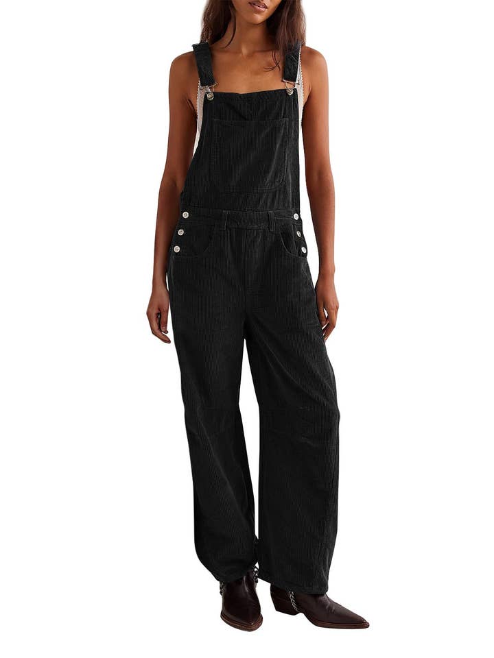 Rosa Clothing - Wholesale Overalls - Women's - Fall/Winter Corduroy Cargo Pants Loose Overalls0