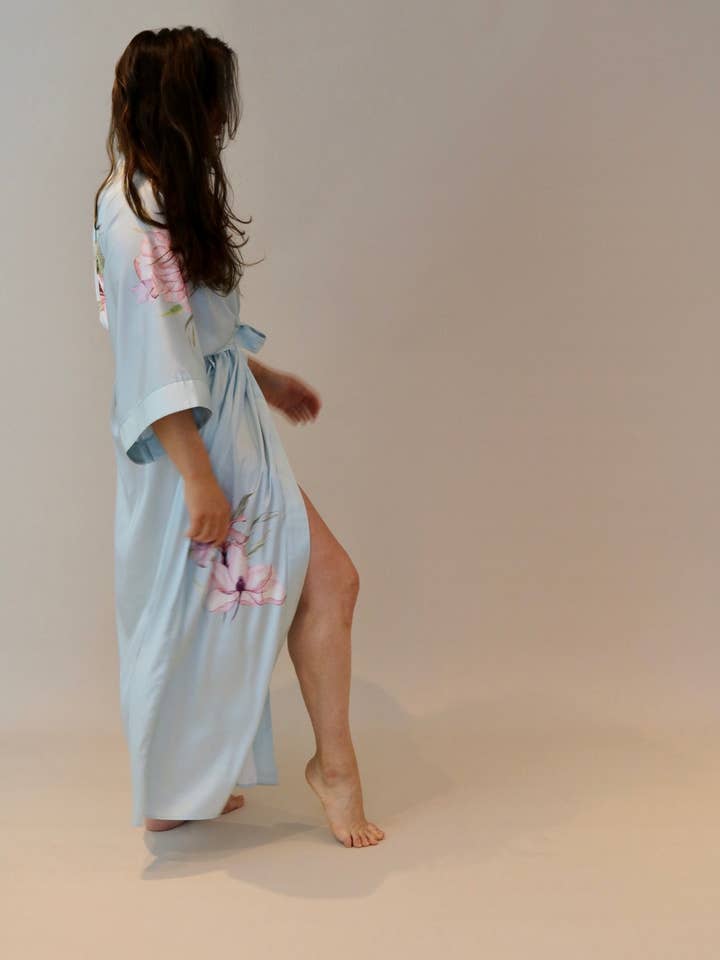 Gaia Kimono Powder Blue for wholesale by Velvet Thread London