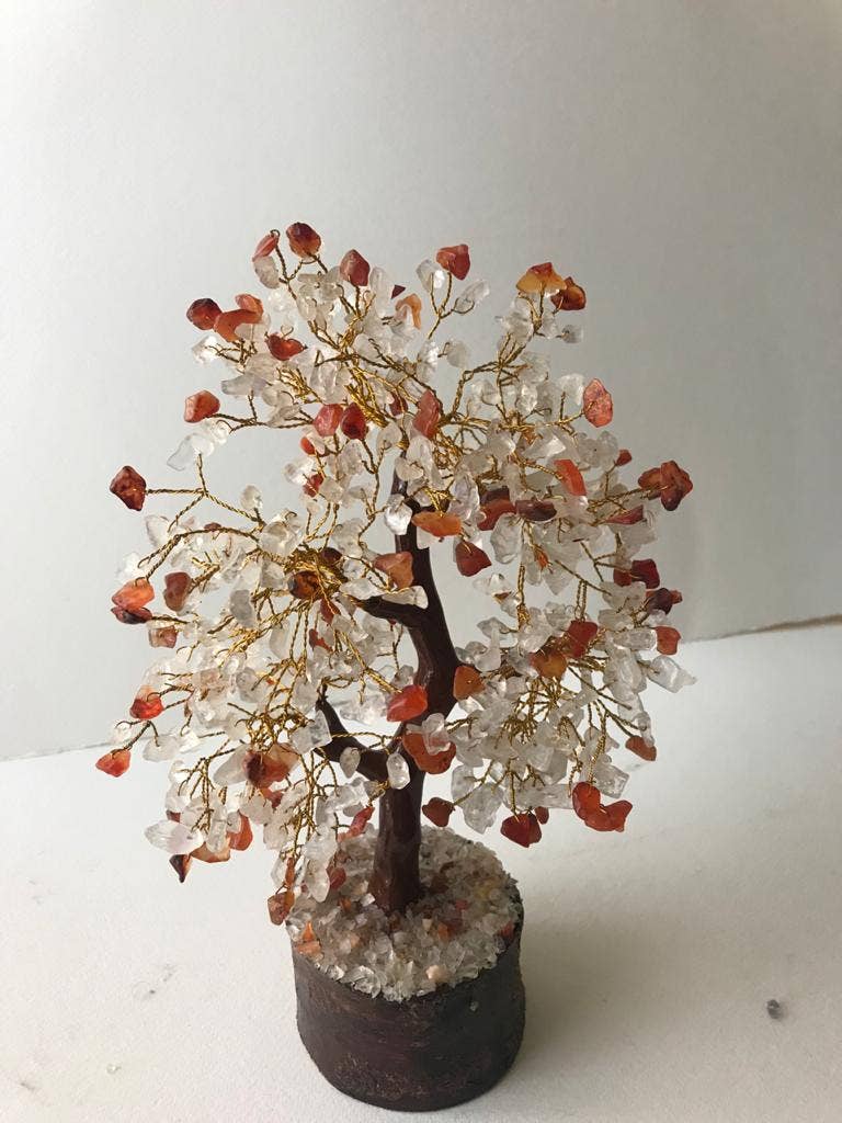 jiomind - Venta al por mayor Piedras/cristales espirituales - Cuarzo transparente+árbol de piedras preciosas de cornalina (500 fichas, alambre dorado)7