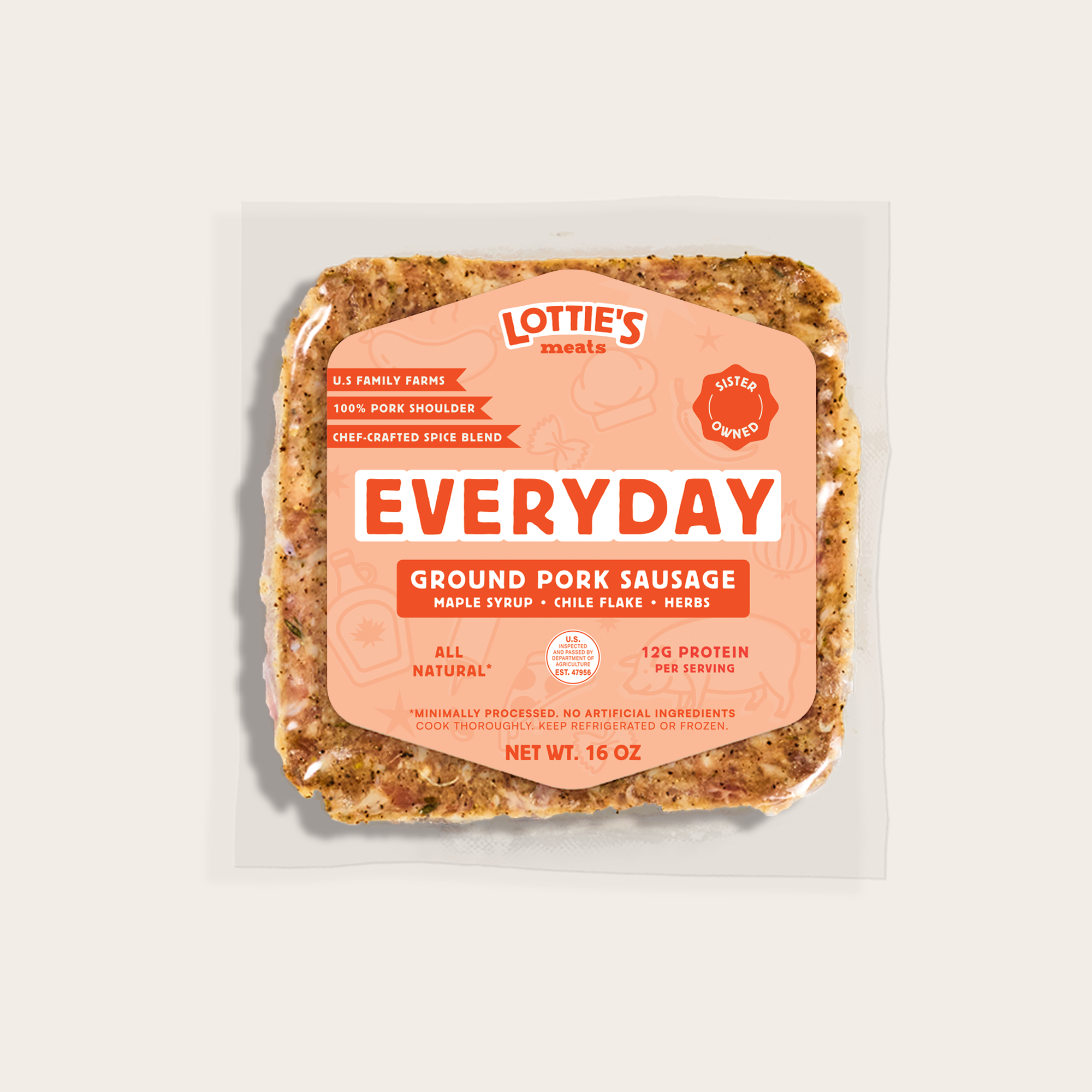 Lottie's Meats - Wholesale Sausage - Everyday (Breakfast) Sausage | Ground Pork Blends | 16 oz0