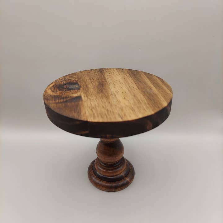 Crafty Wood Studios - Vente Rehausseur de bureau - Support en bois rustique sur piédestal de 12,7 cm de hauteur avec plateau rond de 12,7 cm5