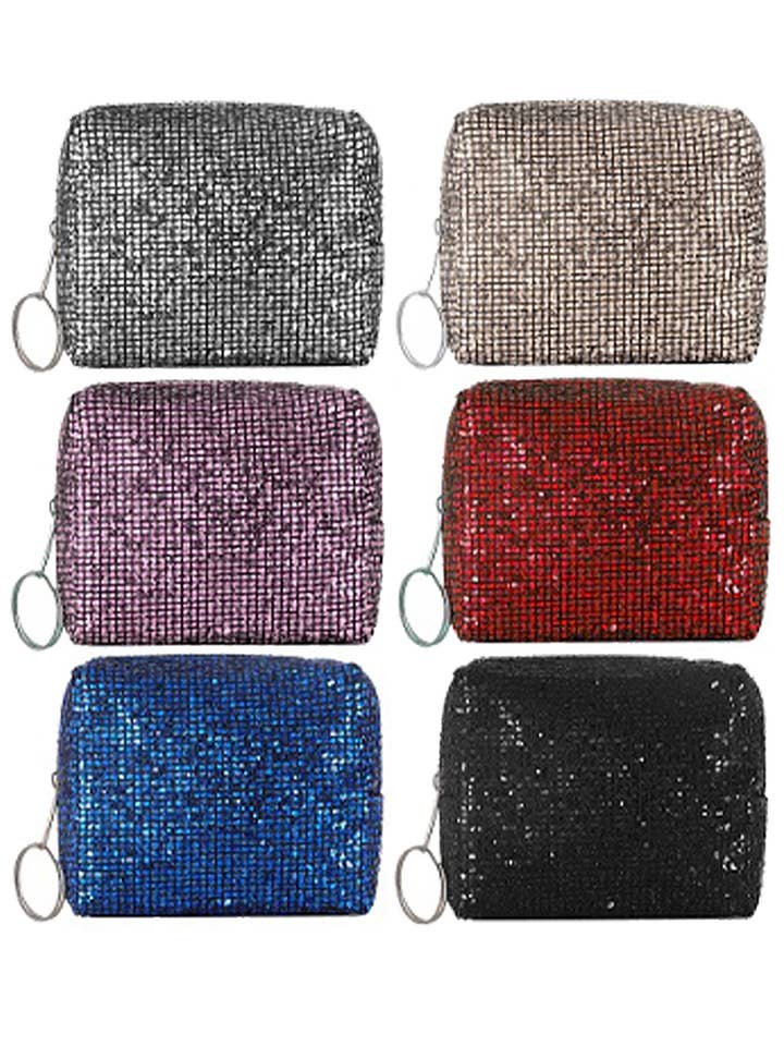 Porte-monnaie cubique miniature à paillettes métalliques brillantes pour la vente par Cap Zone