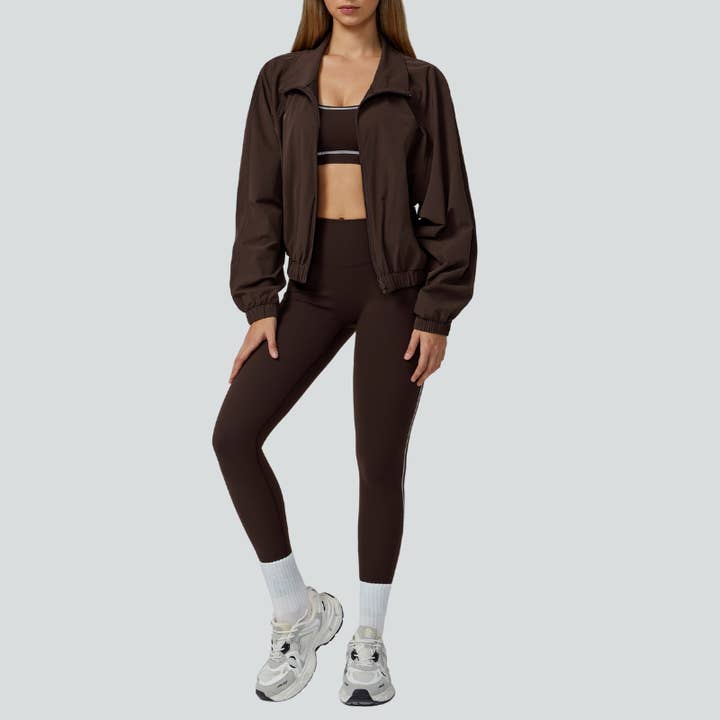 WONDERXFANS - Wholesale Activewear Set - Women's - Racerback Sports Bra + high waist leggings +outdoor jacket 3-piece set2