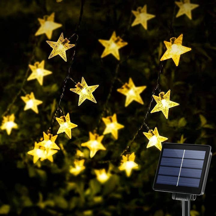 Perfect Holiday - Wholesale String Lights - 100 LED 32ft Solar String Light - Star - Warm White