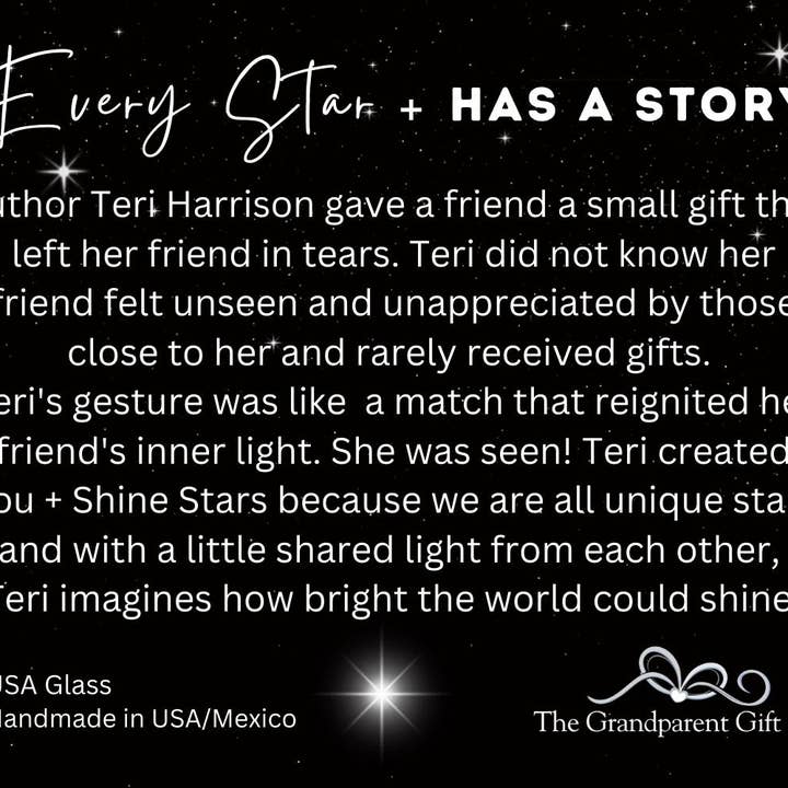 The Grandparent Gift Co. Inc. - Wholesale Keepsake Coin/Token - You + Shine: I Care Handmade Stained Glass Star 77053