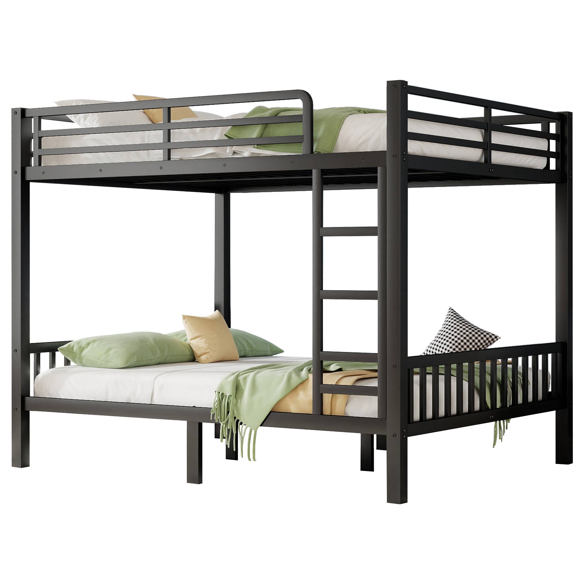 39F Inc. - Wholesale Bed - Queen Over Queen Metal Bunk Bed with Ladder, Black6