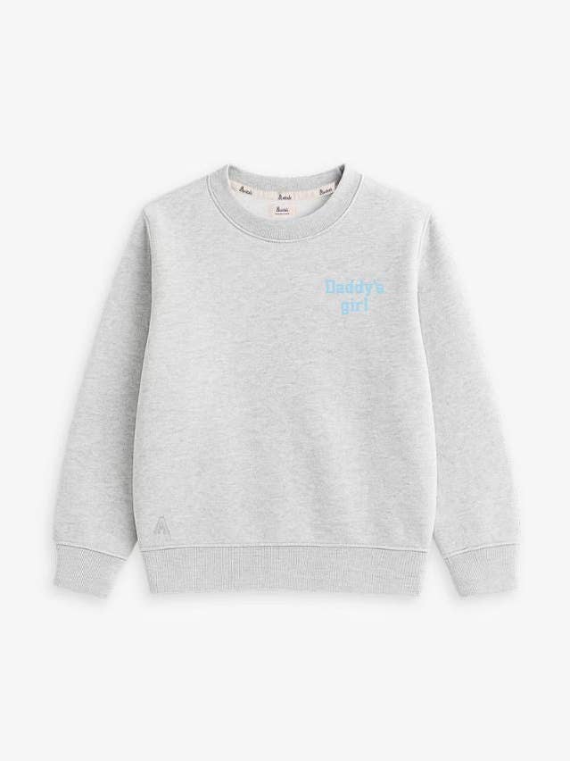 KIDS - GRIJZE SWEATER MET BORDUURSEL "Daddy's girl" | MAAT 12-18 MAANDEN voor wholesale door Anitials