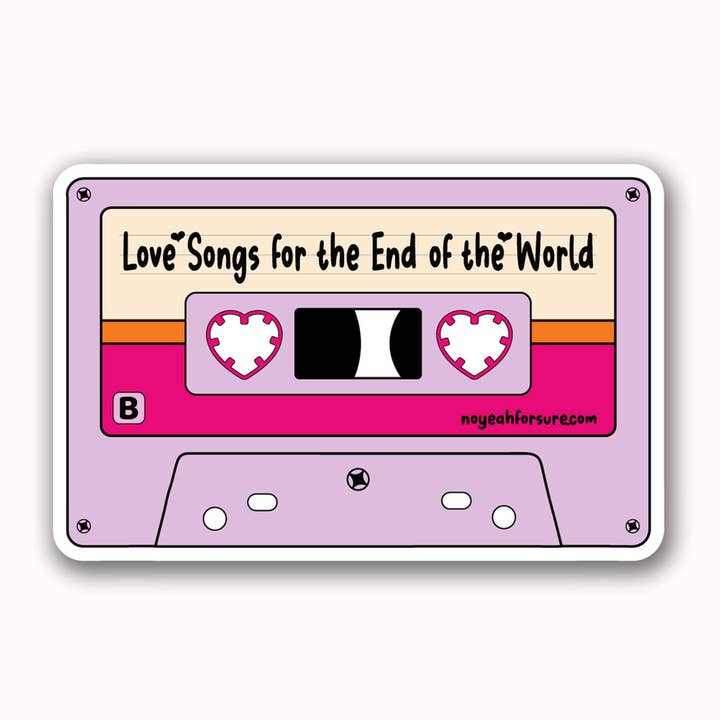 Autocollant cassette Love Songs pour la vente par No Yeah For Sure