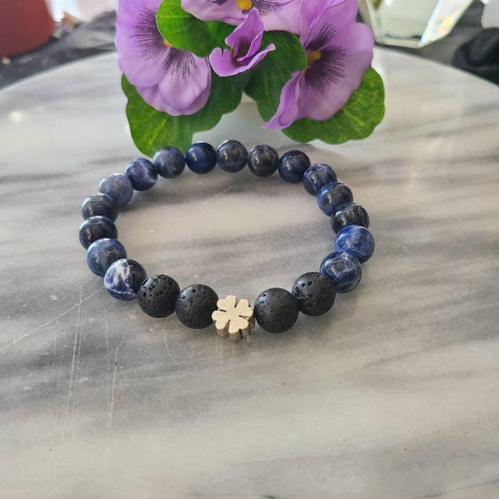 Lapis Lazuli Lava Gemstone | Men's Beaded Stretch Bracelet for wholesale by Alora Boutique Inc.