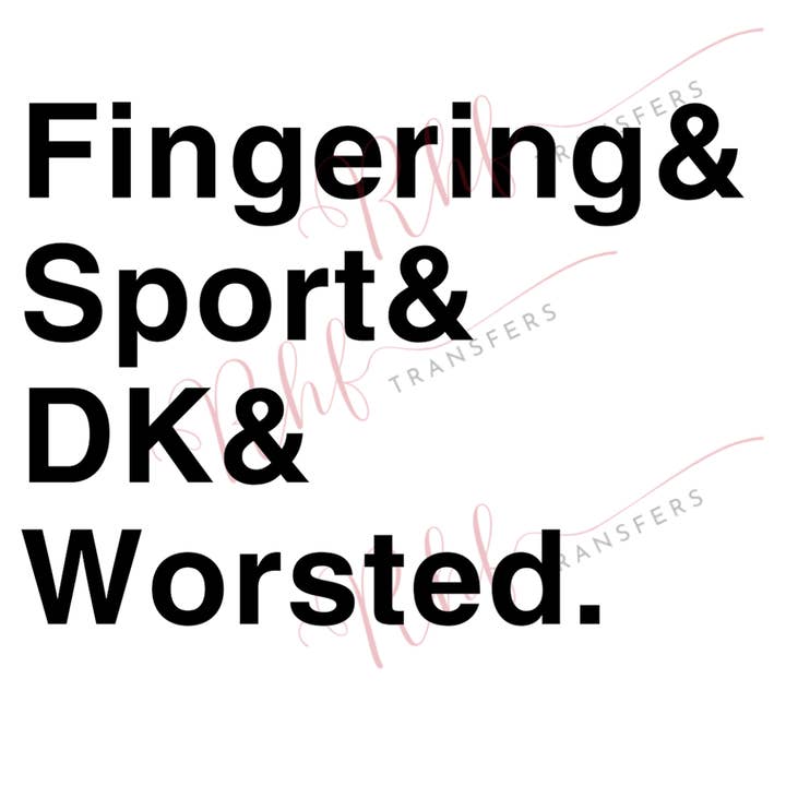 Yarn Weights Transfer Sheet for wholesale by Red Hill Fiber