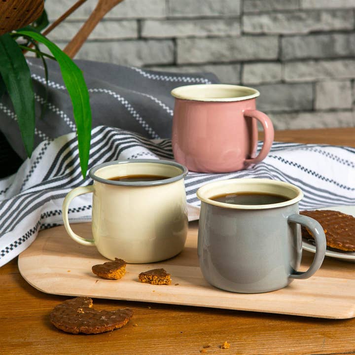 Rinkit Ltd - Wholesale Coffee Mug - Argon Tableware Coloured Enamel Belly Mug - 375ml - Cream1