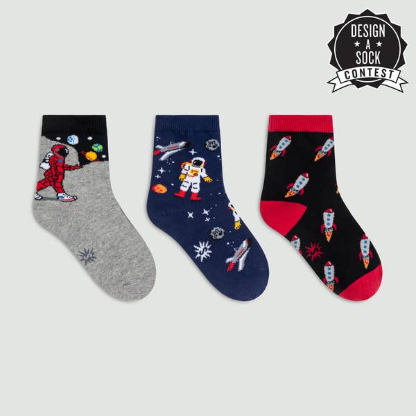 Moon Walk In The Morning Junior Crew Socks 3-Pack for wholesale by Sock it To Me