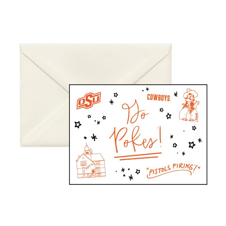 Oklahoma State Confetti Boxed Note Cards for wholesale by Valiant Gifts Inc